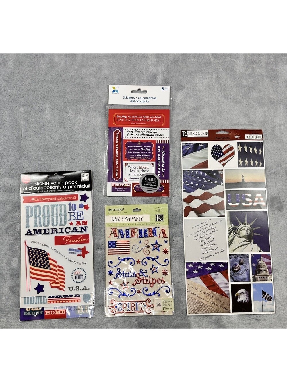4th of July Celebration. Flags, Patriotic Stars Stripes Scrapbooking Lot